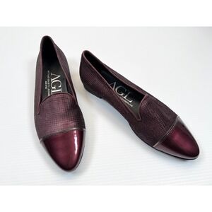 AGL Burgundy Leather Loafer Flats Women‎ 39 US 9 NWOB Attilio Giusti Leombruni